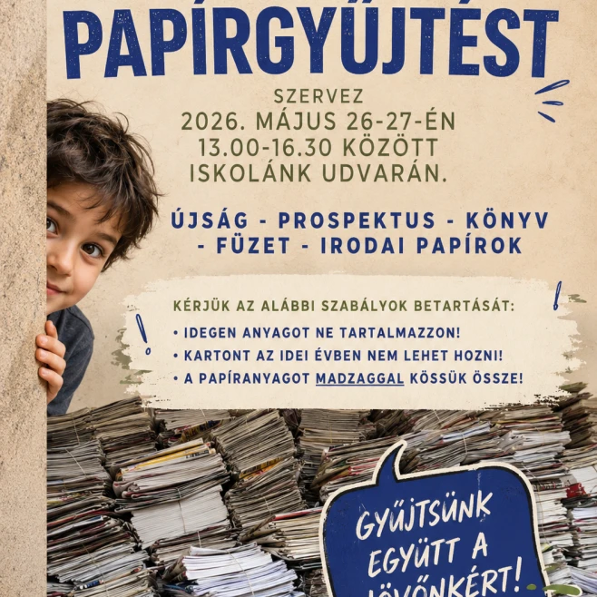 Két délután a környezetért – ismét papírgyűjtést szervez a Diákönkormányzat