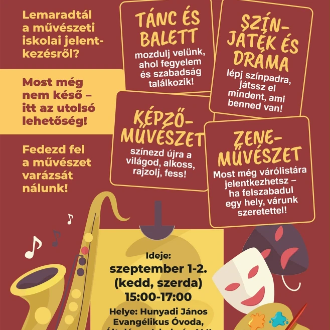 Még nem késő – pótjelentkezés a Hunyadi művészeti iskolájába
