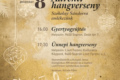 Fénnyel, dallal – Adventi hangverseny és gyertyagyújtás Szokolay Sándor zeneszerző halálának évfordulóján